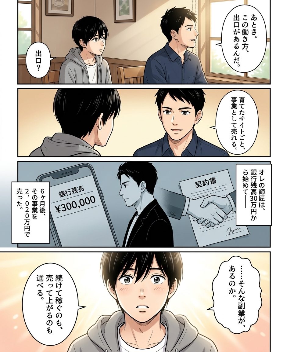 6ページ目：残高30万円から6ヶ月で2,020万円の事業売却